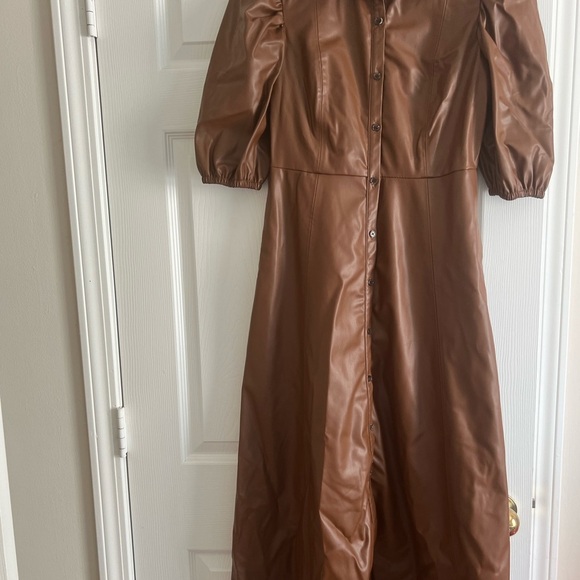 Zara brown leather dress small. - Picture 2 of 4